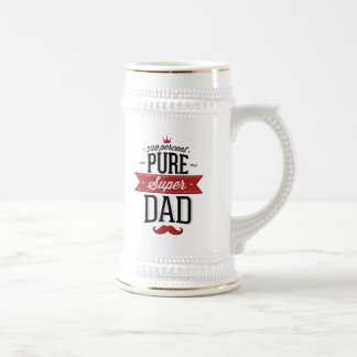 Pure Super Dad Moustache Red and Black 18 Oz Beer Stein