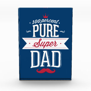 Pure Super Dad Moustache Red and White Award