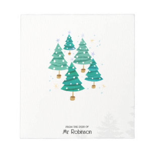 Pure Watercolor Christmas Trees Teacher Notepad