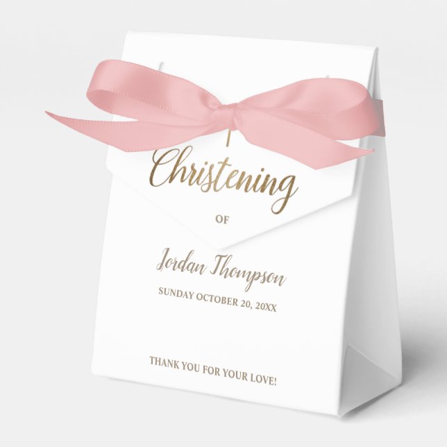 Pure white Christening gold cross Thank you Favor Boxes (Front Side)