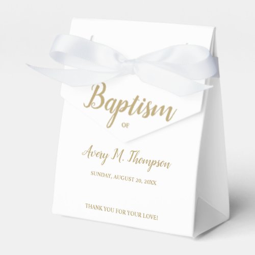Pure white cross Simple Script Thank you Baptism Favor Boxes