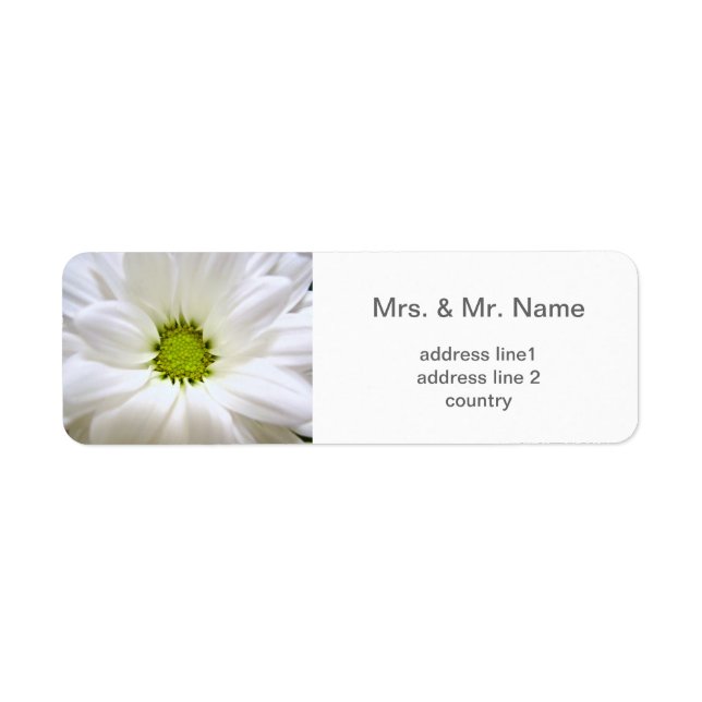 pure white daisy flower wedding label (Front)