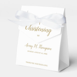Pure white gold cross Script Christening Favor Boxes