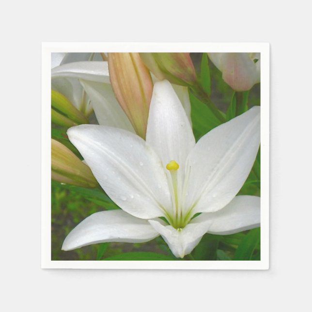 Pure White Lily Napkin (Front)