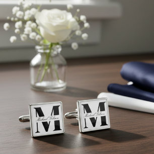 Pure white   Personalized Monogram Groomsmen  Cufflinks