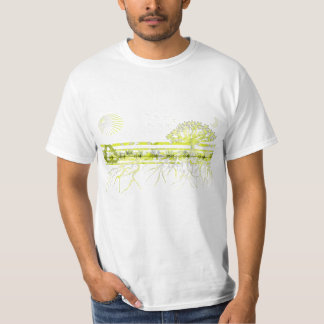 Pure White Roots On Green T-Shirt