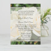 Pure white rose flowers Christian wedding Invitation (Standing Front)