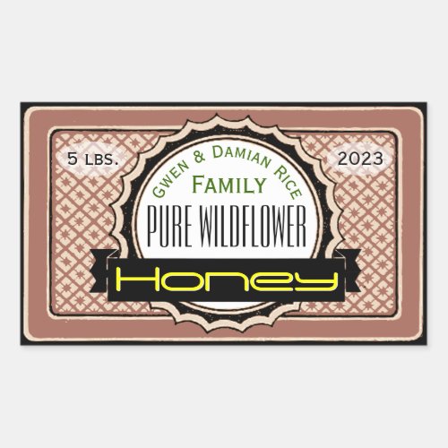Pure Wildflower Customized Honey Jar Rectangular Sticker