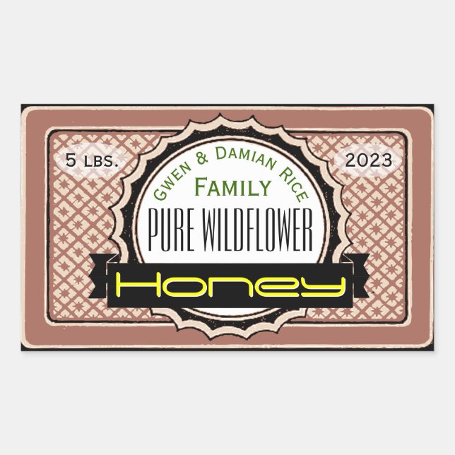 Pure Wildflower Customized Honey Jar Rectangular Sticker (Front)