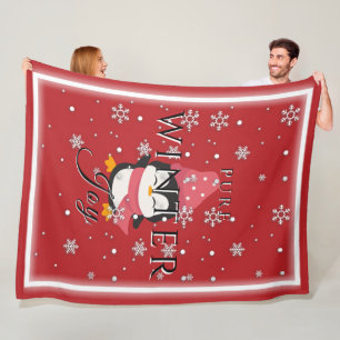 Pure Winter Joy w/ Penguin and Snow Fleece Blanket