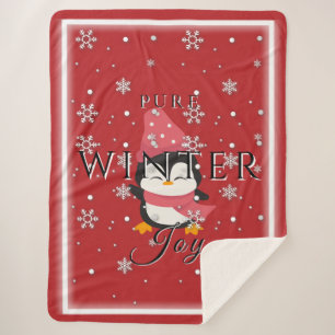 Pure Winter Joy w/ Penguin and Snow Sherpa Blanket