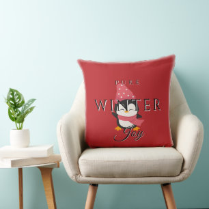 Pure Winter Joy w/ Penguin Throw Pillow
