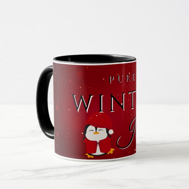 Pure Winter Joy with Penguin Mug (Front Left)