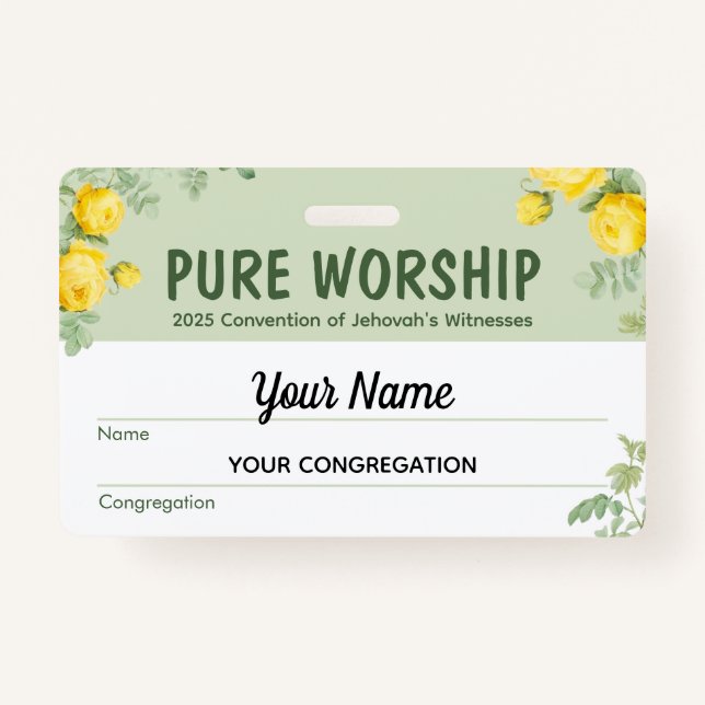 Pure Worship 2025 Convention | JW Name  Badge (Front)