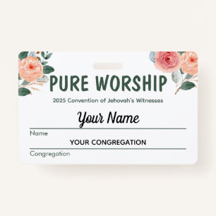 Pure Worship 2025 Convention   JW Name Badge