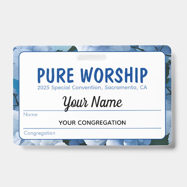 Pure Worship 2025 Special Convention | JW Name  Badge (Front)