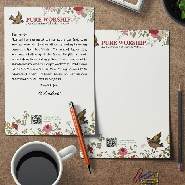 Pure Worship JW 2025 Convention Letter Writing Letterhead (Creator Uploaded)