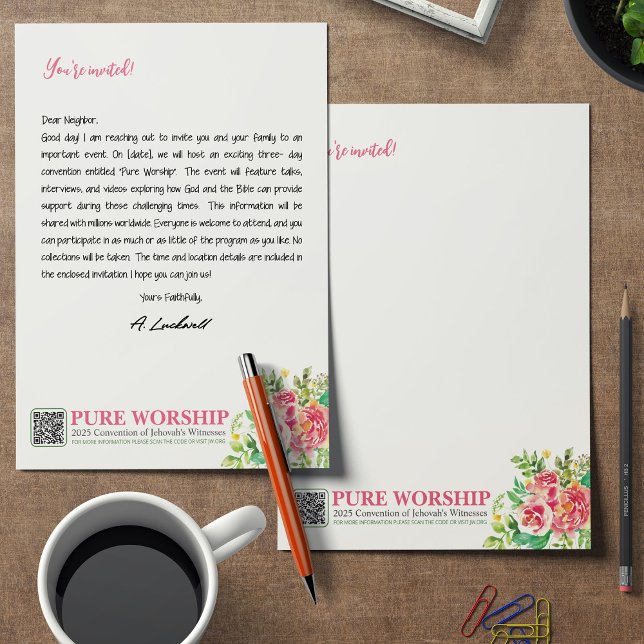 Pure Worship JW 2025 Convention Letter Writing Letterhead (Creator Uploaded)