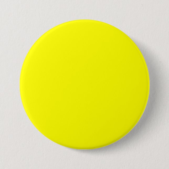 Pure Yellow - Neon Lemon Bright Template Blank Pinback Button (Front)