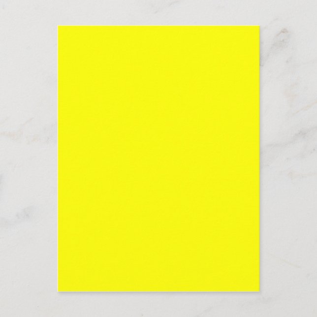 Pure Yellow - Neon Lemon Bright Template Blank Postcard (Front)