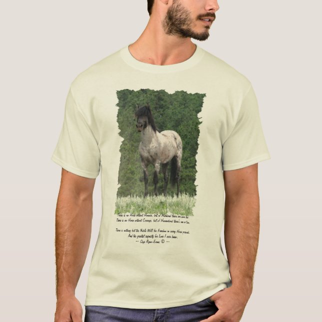 Pureblood Spanish Mustang Art & Poem T-Shirt (Front)