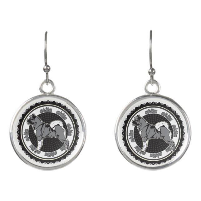 Purebred Akita Dog Lovers Gift Earrings (Front)