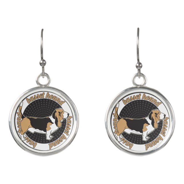 Purebred Basset Hound Dog Lovers Gift Earrings (Front)