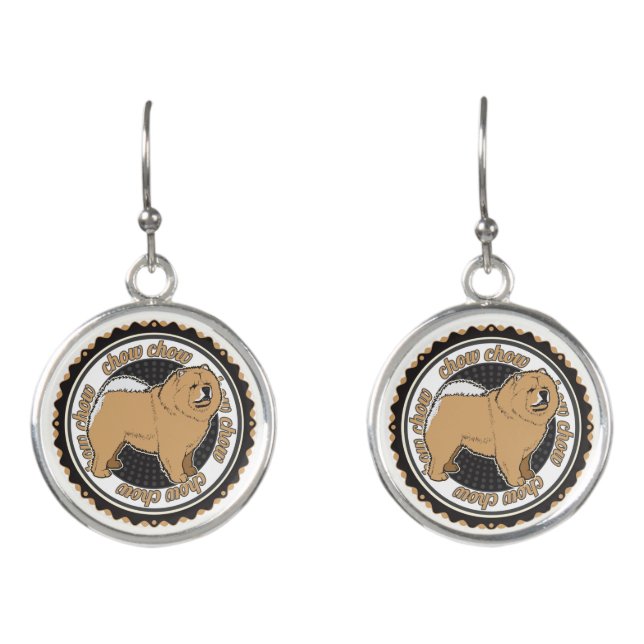 Purebred Chow Chow Dog Lovers Gift Earrings (Front)