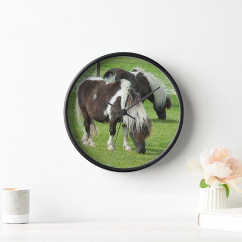 Purebred Shetland Paint Ponies Clock