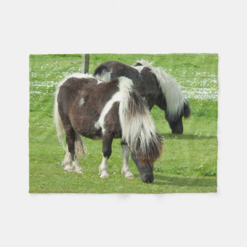 Purebred Shetland Paint Ponies Fleece Blanket