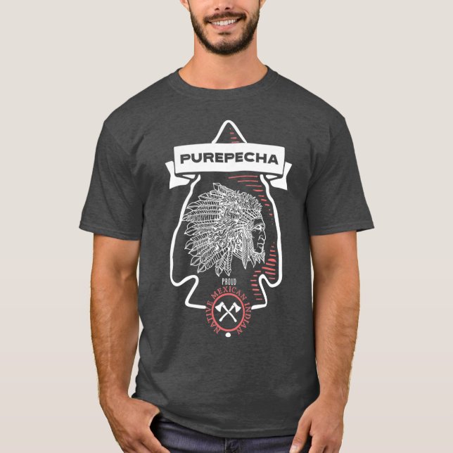 Purepecha Tribe Native Mexican Indian Proud Dark T-Shirt (Front)