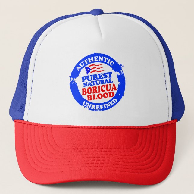 Purest Natural Boricua Blood Snap Back Trucker Hat (Front)