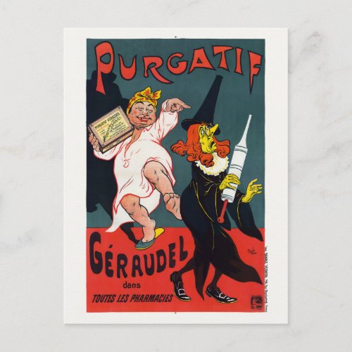 Purgatif Graudel France Vintage Poster 1895 Postcard