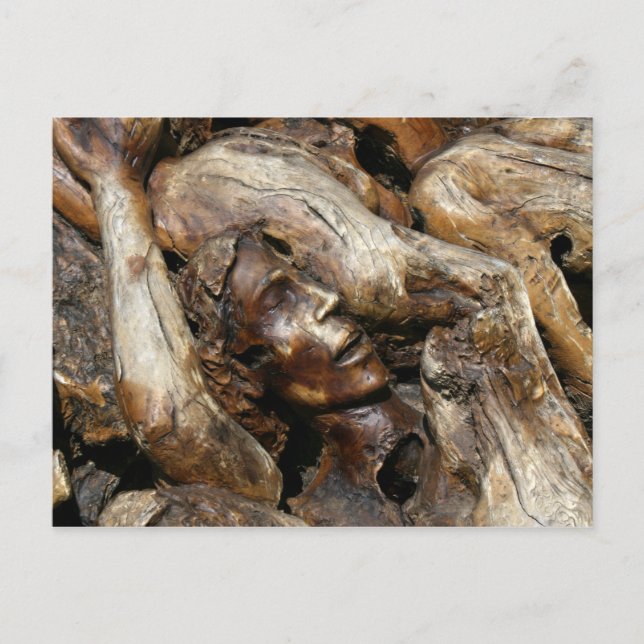 Purgatory- Man Carved into Tree Roots Postcard (Front)