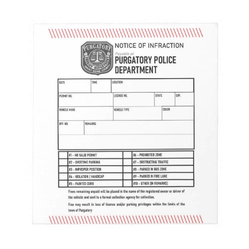 Purgatory Police Department Notice Notepad