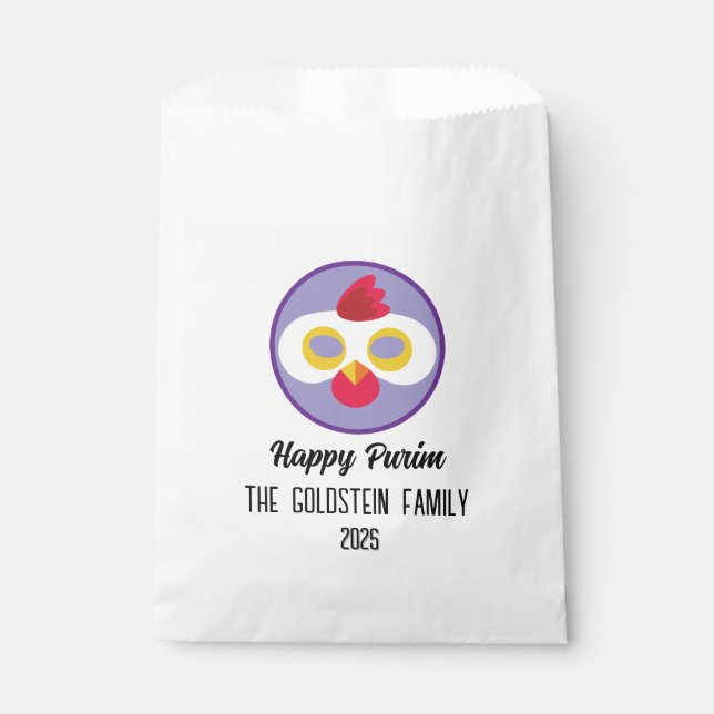 Purim chicken mask masquerade costume favor bag (Front)