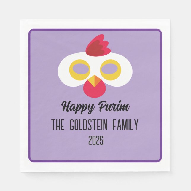 Purim chicken mask masquerade costume napkins (Front)