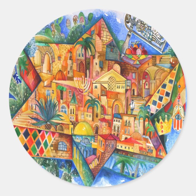 PURIM CLASSIC ROUND STICKER (Front)