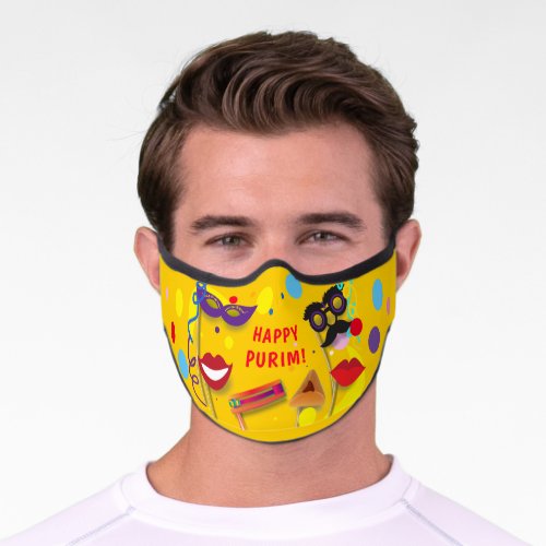 Purim Cute Clown Cartoon Jewish Holiday Pattern Premium Face Mask