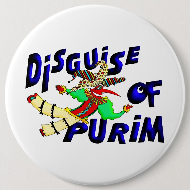 Purim Disguise Pinback Button (Front)