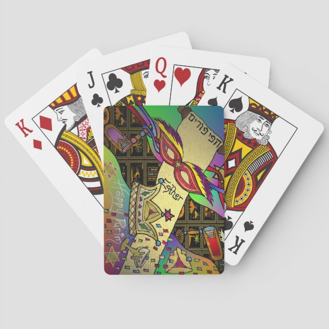 Purim Esther Celebration Art Print Playing Cards (Back)