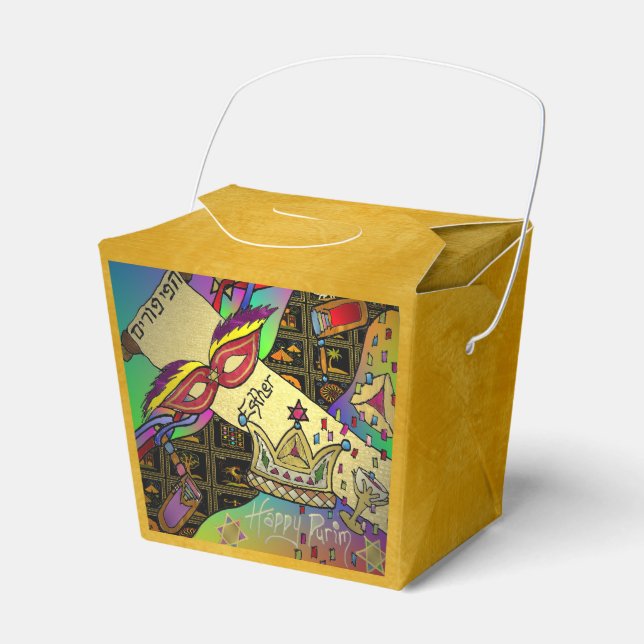 Purim Esther Celebration Dark Art Print Favor Boxes (Front Side)