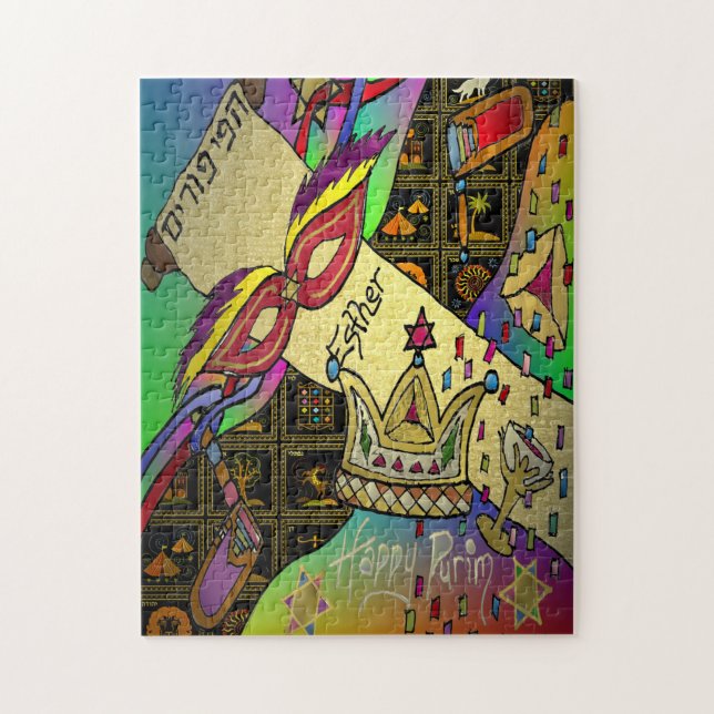 Purim Esther Celebration Dark Art Print Jigsaw Puzzle (Vertical)