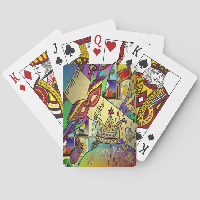 Purim Esther Celebration Light Art Print Poker Cards (Back)