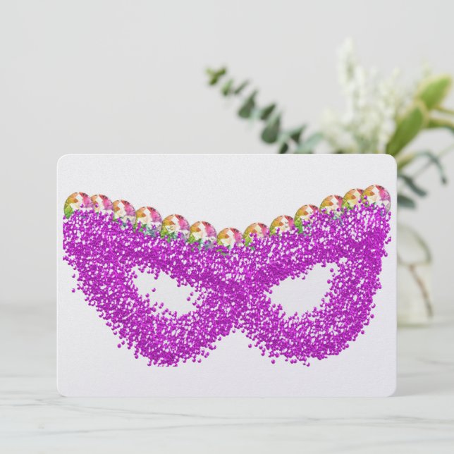 Purim Esther's mask gemstone queen crown  Holiday Card (Standing Front)