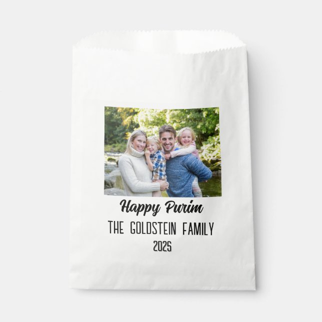 Purim Family Photo Costume Family Name Favor Bag (Front)