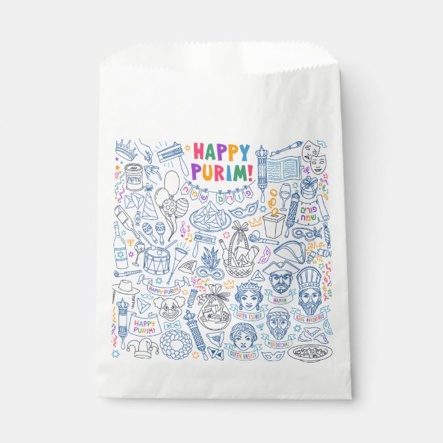 Purim Favor Bags - Hamantaschen Purim Art Favors  (Front)