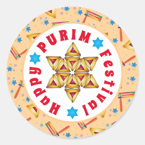 Purim Festival Jewish Holiday Gifts Hamantaschen Classic Round Sticker