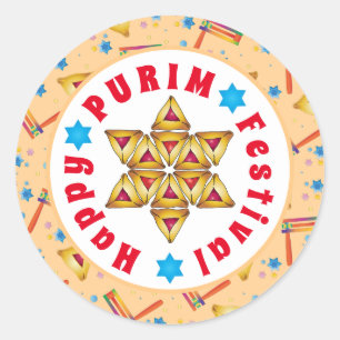 Purim Festival Jewish Holiday Gifts Hamantaschen Classic Round Sticker