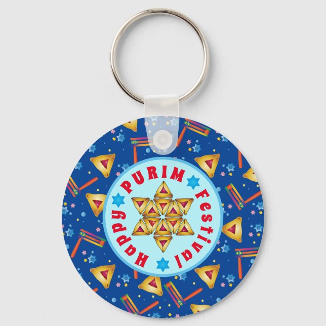 Purim Festival Jewish Holiday Gifts Hamantaschen Keychain (Front)